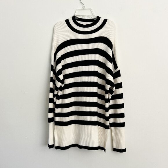 Philosophy Black and White Striped Turtleneck Sweater - Picture 1 of 6